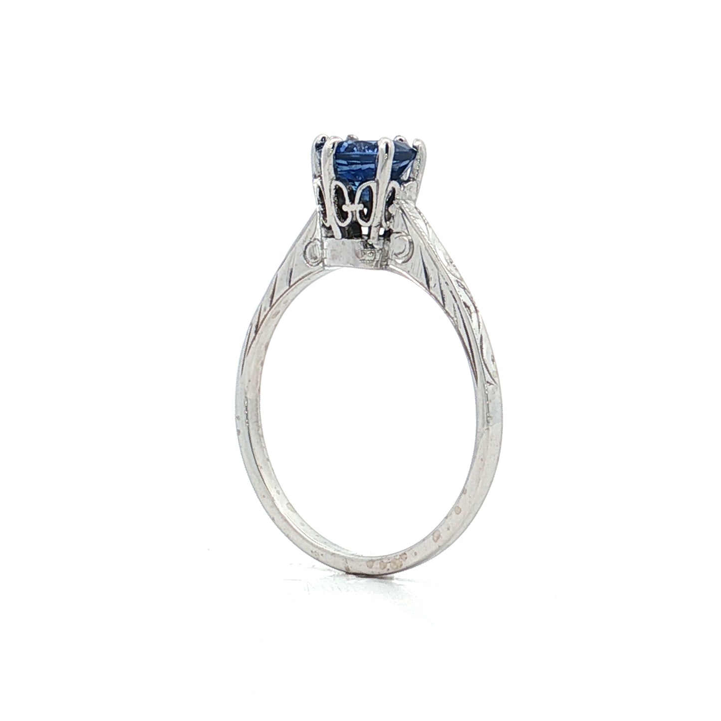 1.00 Antique Deco Sapphire Engagement Ring 14k