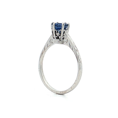 1.00 Antique Deco Sapphire Engagement Ring 14k