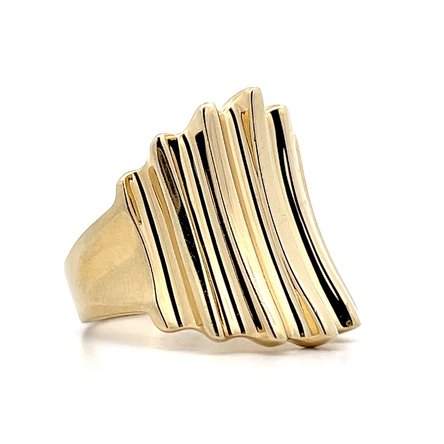 Ridged Statement Cocktail Ring in 14k Yellow Gold