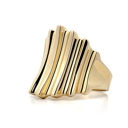 Ridged Statement Cocktail Ring in 14k Yellow Gold