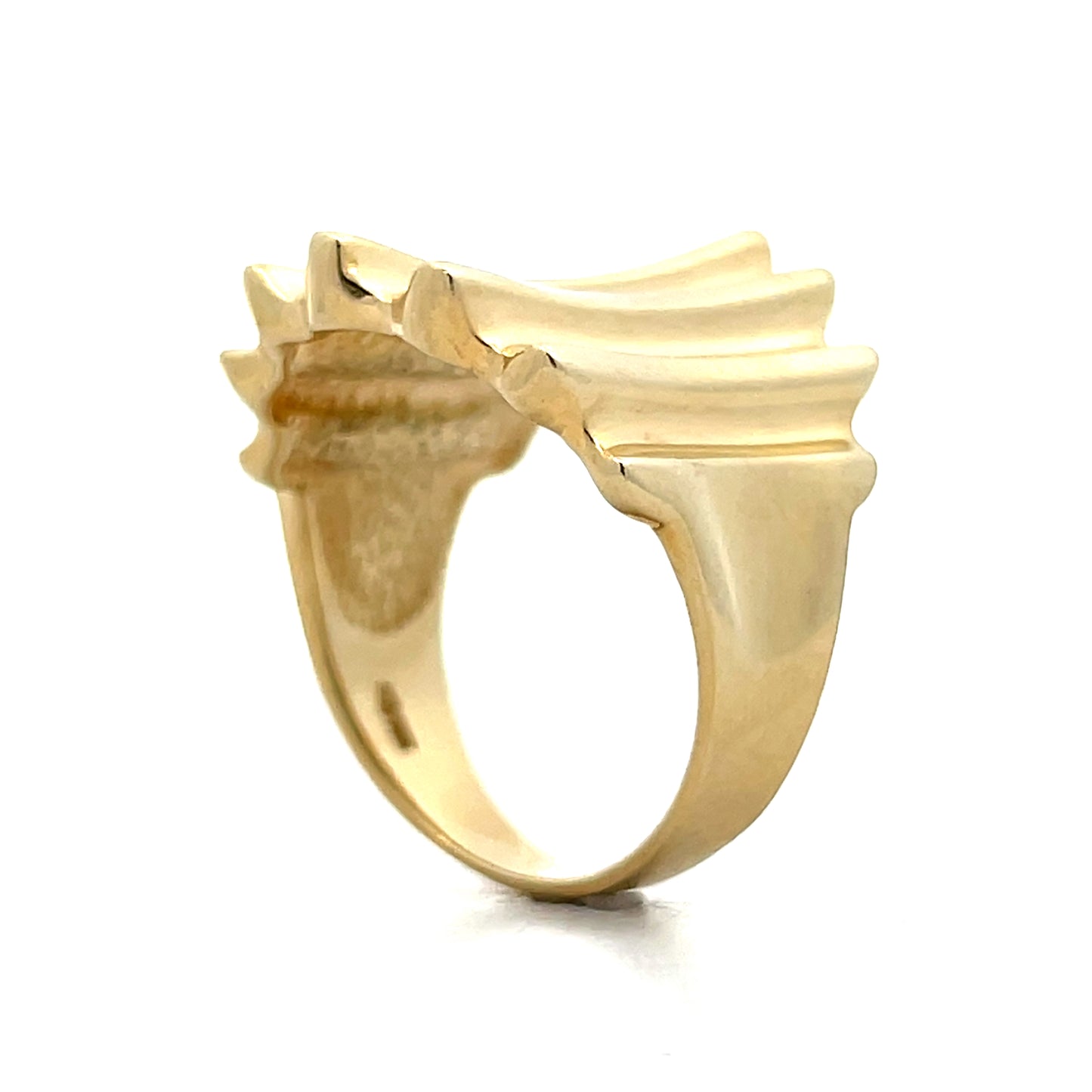 Ridged Statement Cocktail Ring in 14k Yellow Gold