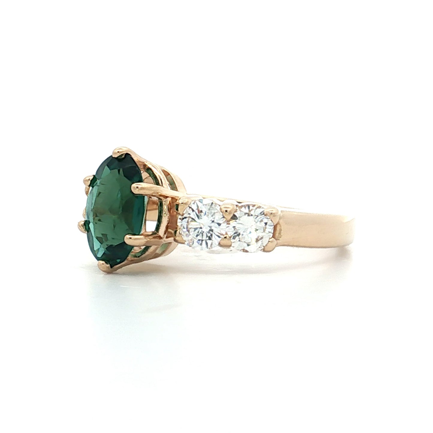 1.10 Green Tourmaline Engagement Ring in 14k