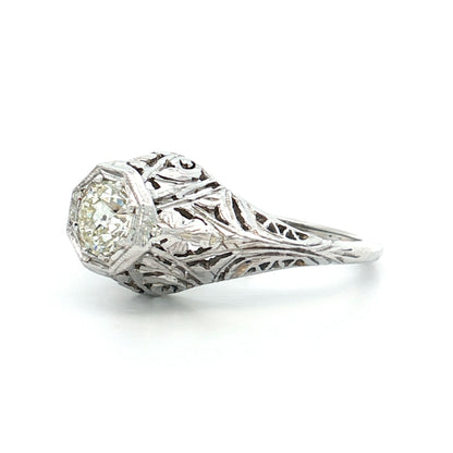 .52 Vintage Belais Deco Solitaire Engagement Ring 18k