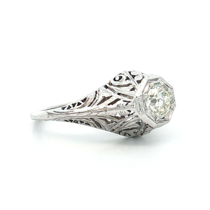 .52 Vintage Belais Deco Solitaire Engagement Ring 18k