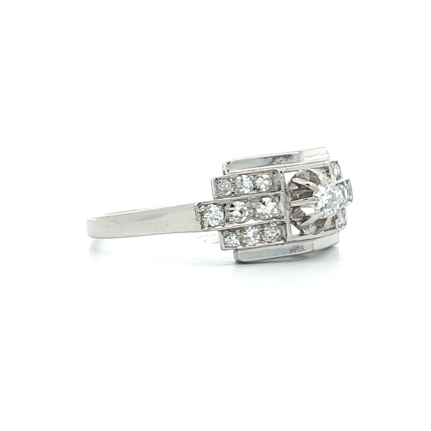 .07 Vintage 1950s Diamond Engagement Ring Platinum