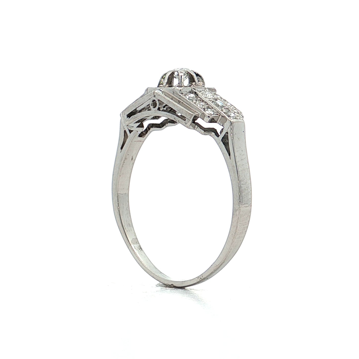 .07 Vintage 1950s Diamond Engagement Ring Platinum