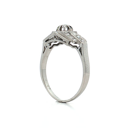 .07 Vintage 1950s Diamond Engagement Ring Platinum