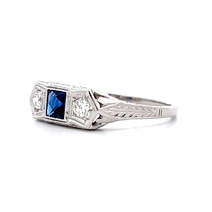 .65 Vintage Art Deco Sapphire Three Stone Ring in 18k