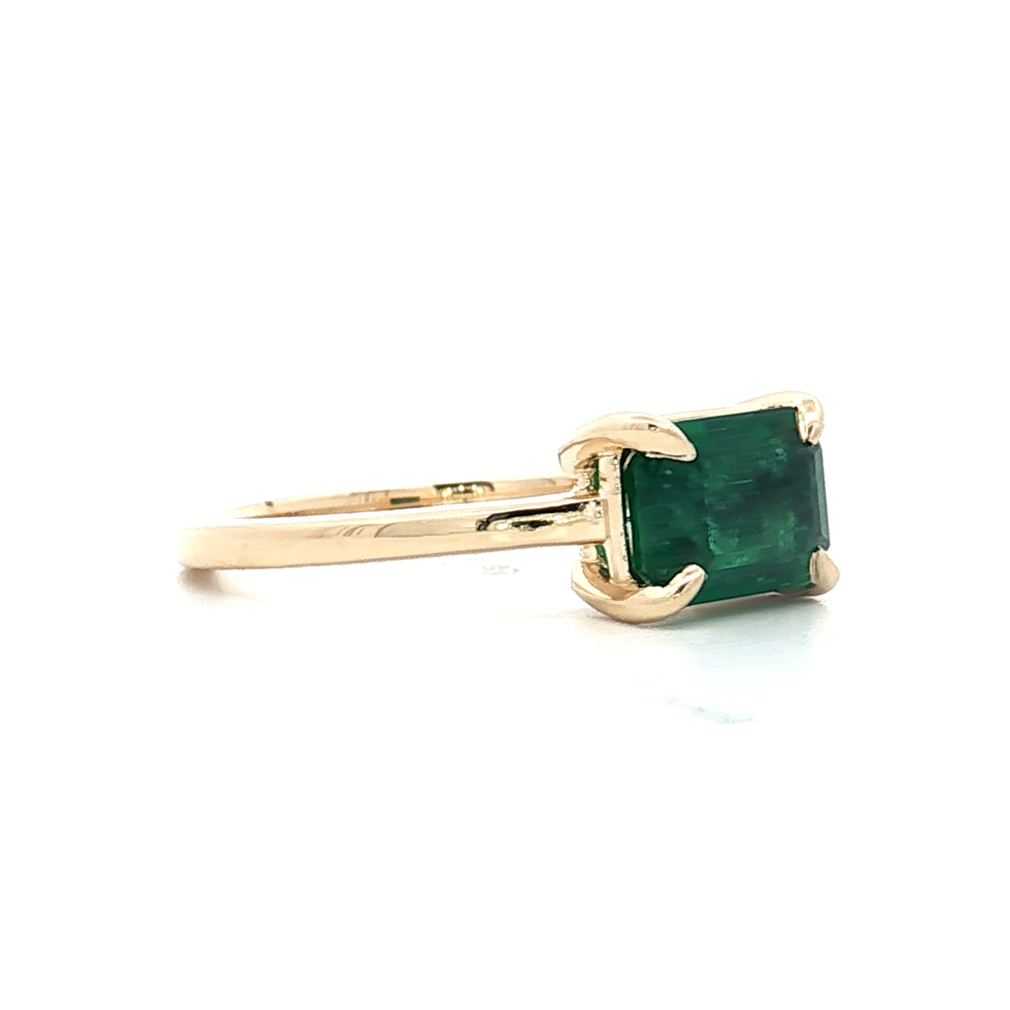 .96 East-West Emerald Engagement Ring in 14k