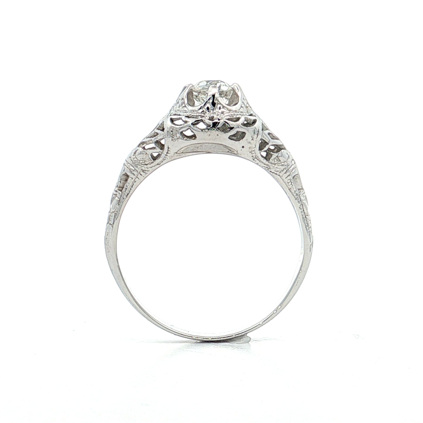 .35 Antique Old Mine Diamond Engagement Ring 18k