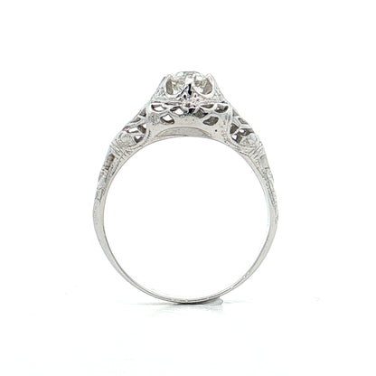 .35 Antique Old Mine Diamond Engagement Ring 18k