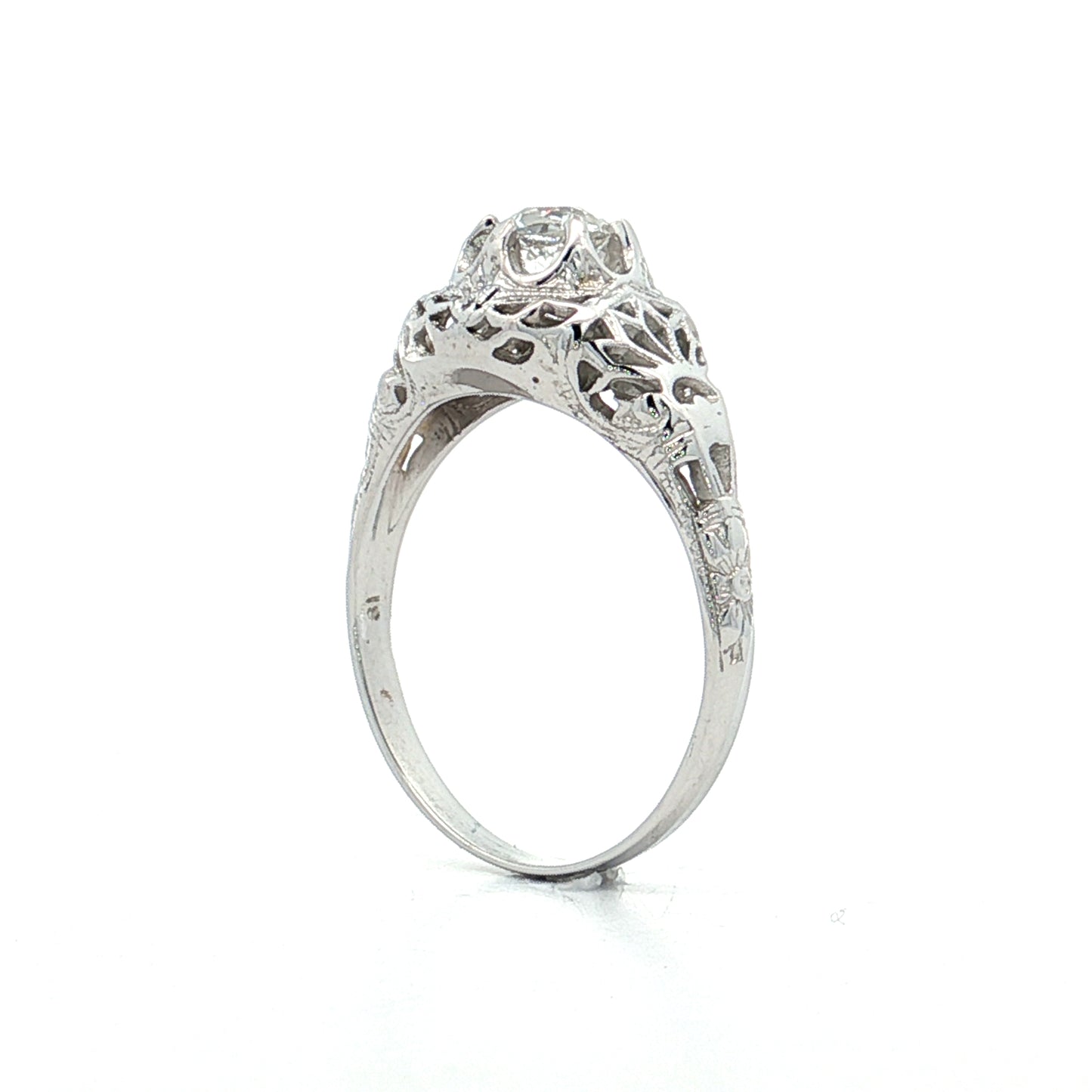 .35 Antique Old Mine Diamond Engagement Ring 18k