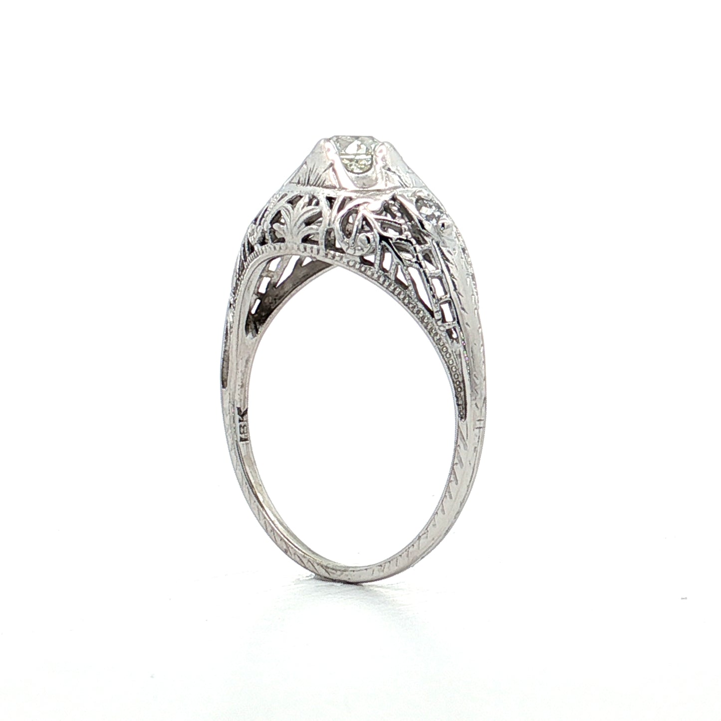 .45 Antique Old Euro Diamond Engagement Ring 18k