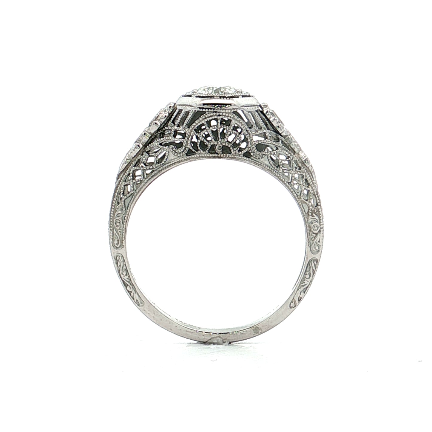 .25 Vintage Deco Diamond Filigree Engagement Ring 18k