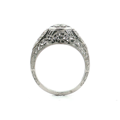.25 Vintage Deco Diamond Filigree Engagement Ring 18k