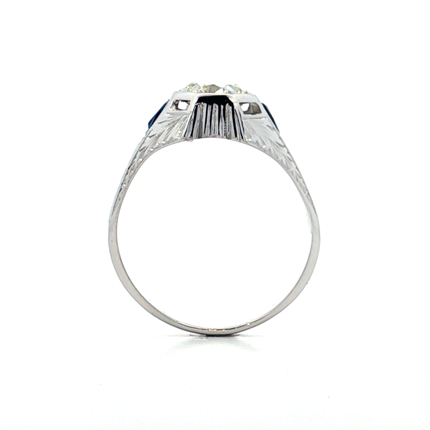 1.49 Antique Deco Mens Diamond Ring in 18k White Gold