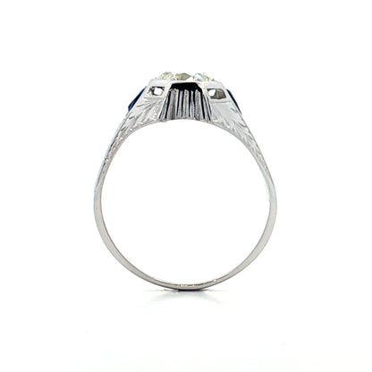 1.49 Antique Deco Mens Diamond Ring in 18k White Gold
