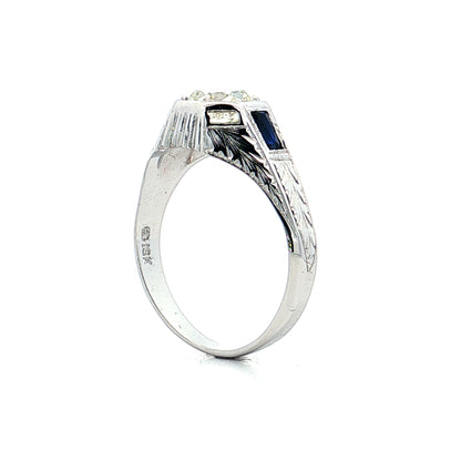 1.49 Antique Deco Mens Diamond Ring in 18k White Gold
