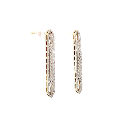 Antique Art Deco Filigree Earrings in 14k