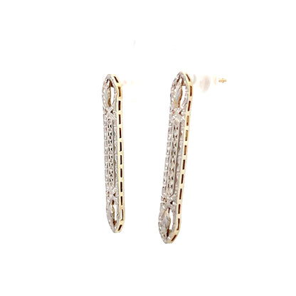 Antique Art Deco Filigree Earrings in 14k