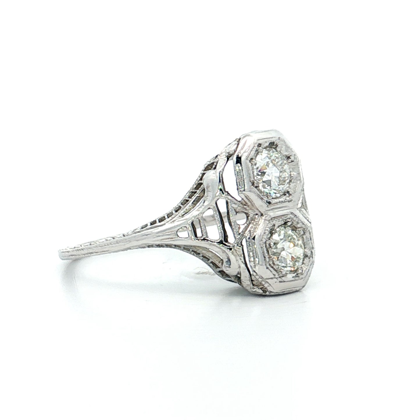 Antique Deco Toi Et Moi Diamond Engagement Ring 18k