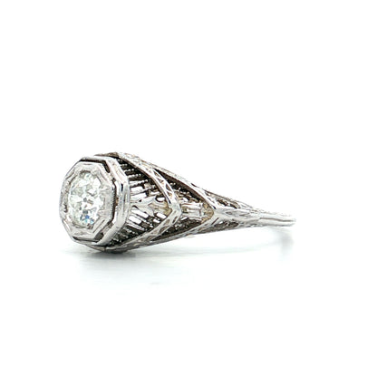 .37 Antique Deco Diamond Engagement Ring 18k