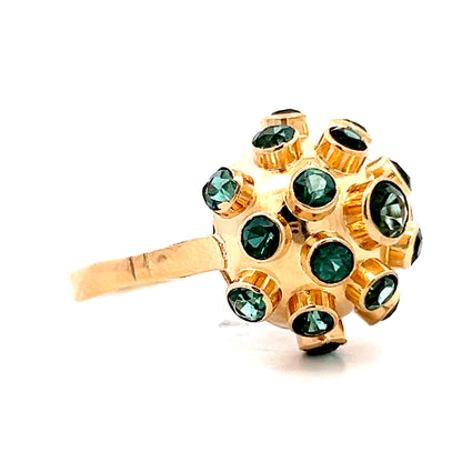 2.42 Vintage Tourmaline Sputnik Cocktail Ring in 14k