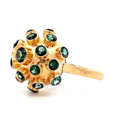 2.42 Vintage Tourmaline Sputnik Cocktail Ring in 14k