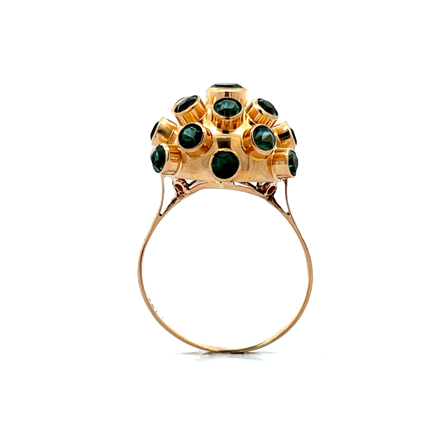 2.42 Vintage Tourmaline Sputnik Cocktail Ring in 14k