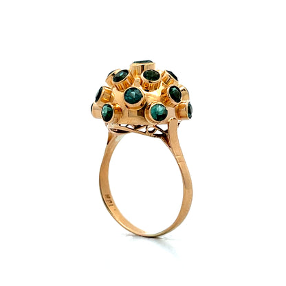 2.42 Vintage Tourmaline Sputnik Cocktail Ring in 14k