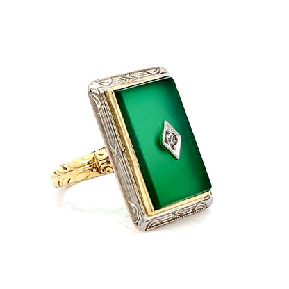 .02 Art Deco Antique Cocktail Ring in 10k