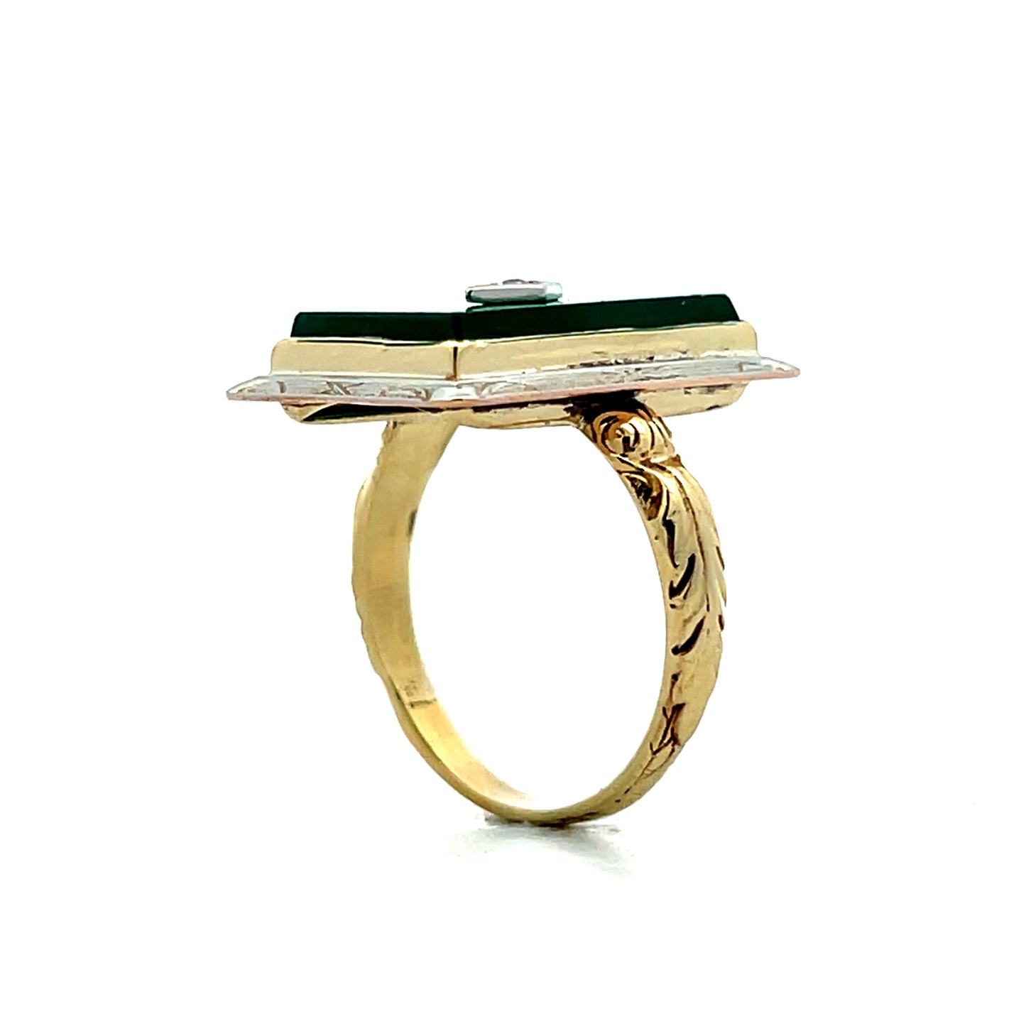 .02 Art Deco Antique Cocktail Ring in 10k