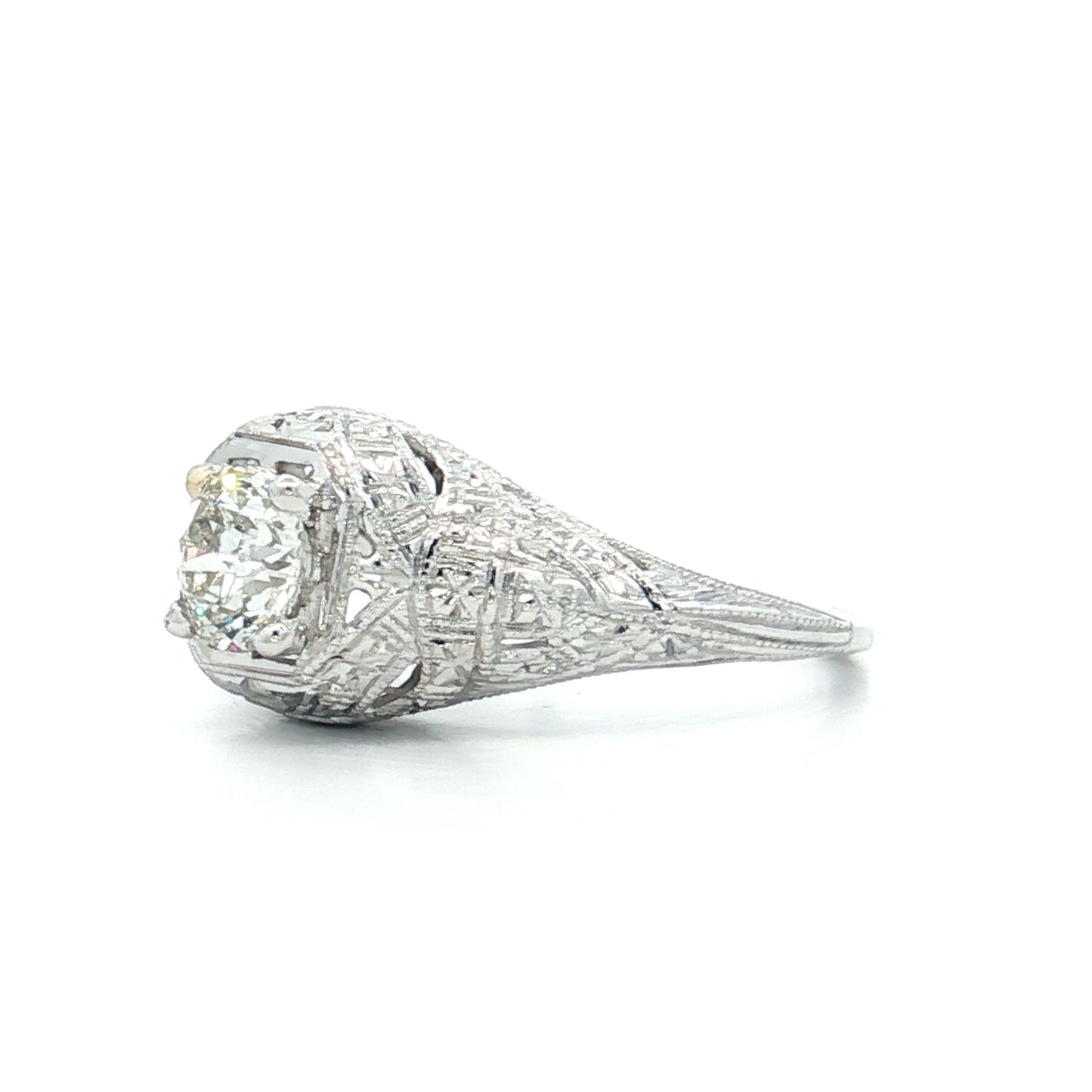 .73 Antique Diamond Engagement Ring in 18k White Gold