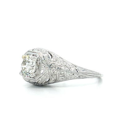 .73 Antique Diamond Engagement Ring in 18k White Gold