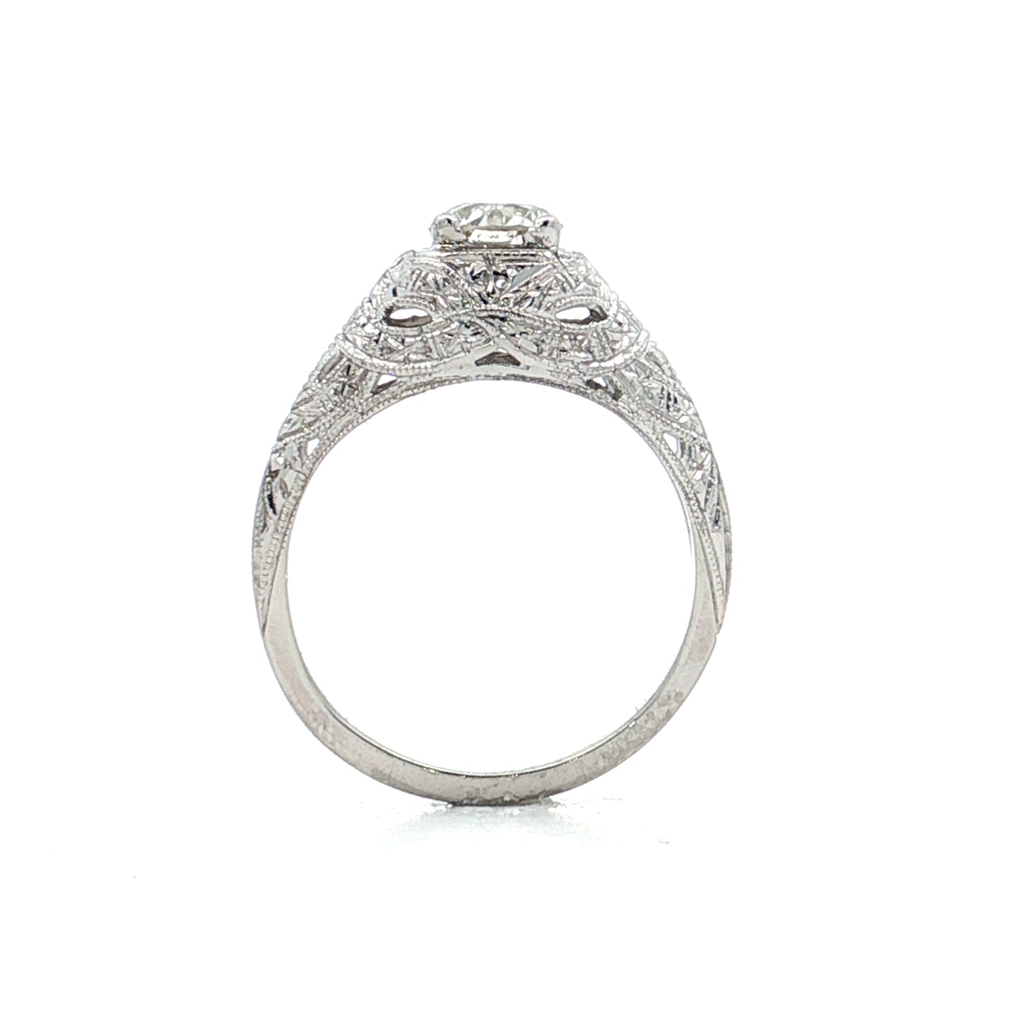 .73 Antique Diamond Engagement Ring in 18k White Gold