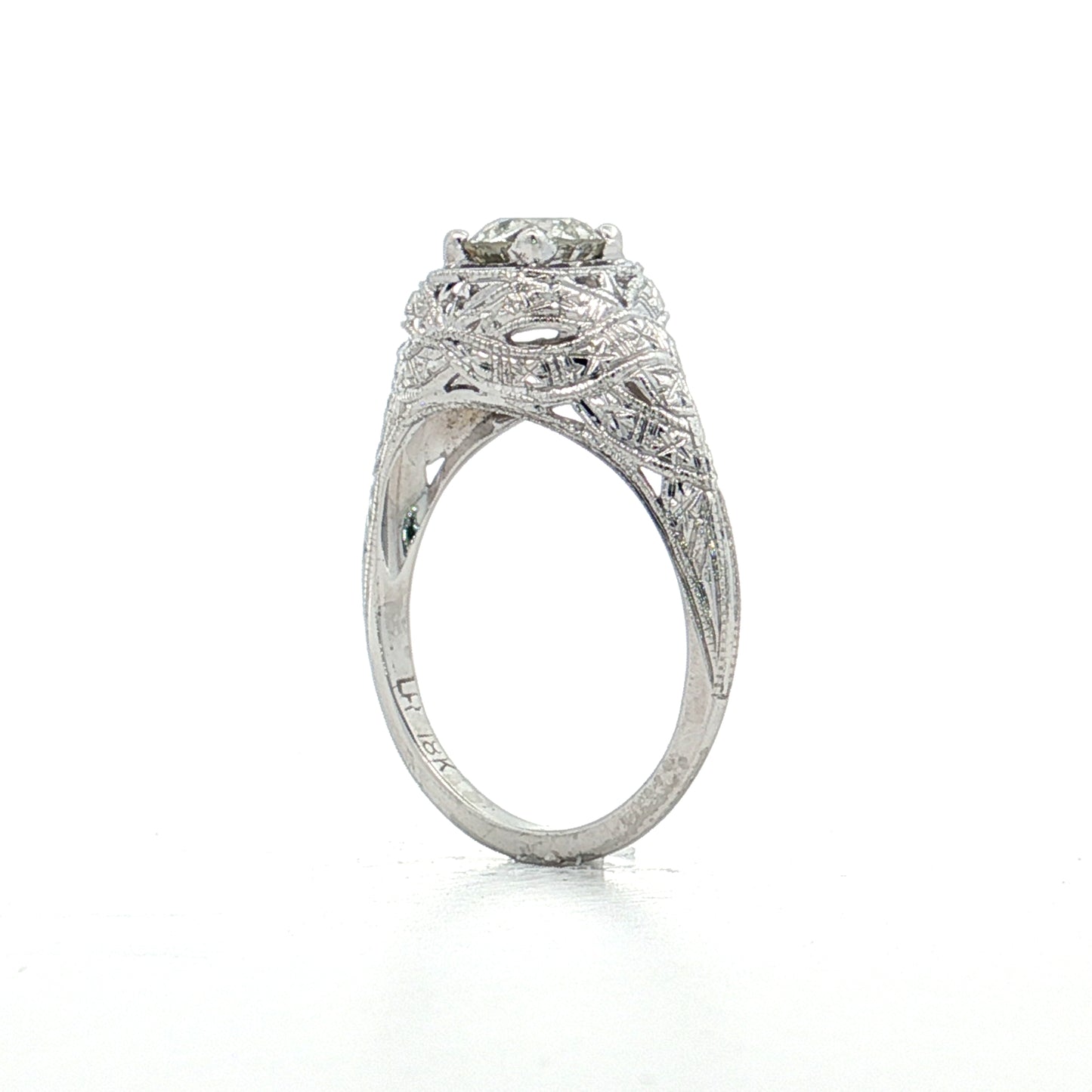 .73 Antique Diamond Engagement Ring in 18k White Gold