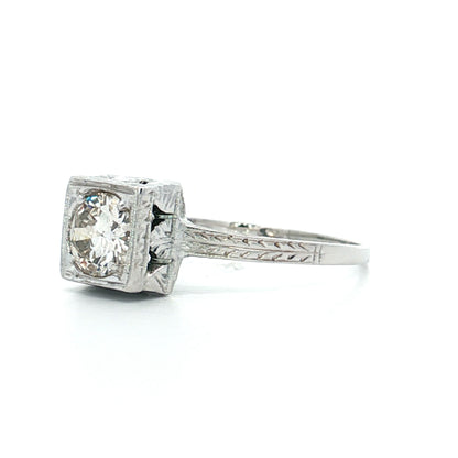 .64 Vintage Deco Diamond Engagement Ring 18k