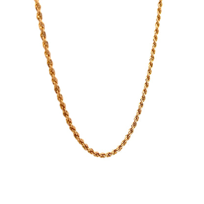 2mm Classic Rope Chain Necklace in 14k Yellow Gold