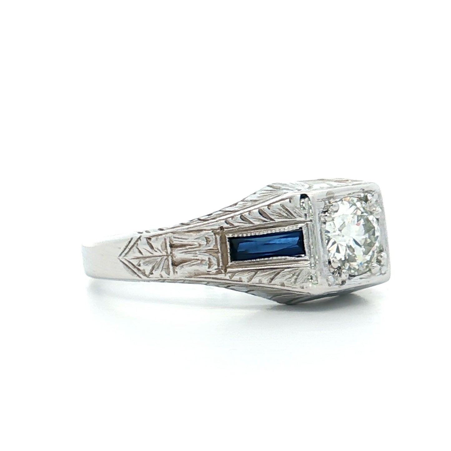 .65 Antique Diamond & Sapphire Engagement Ring in 20k