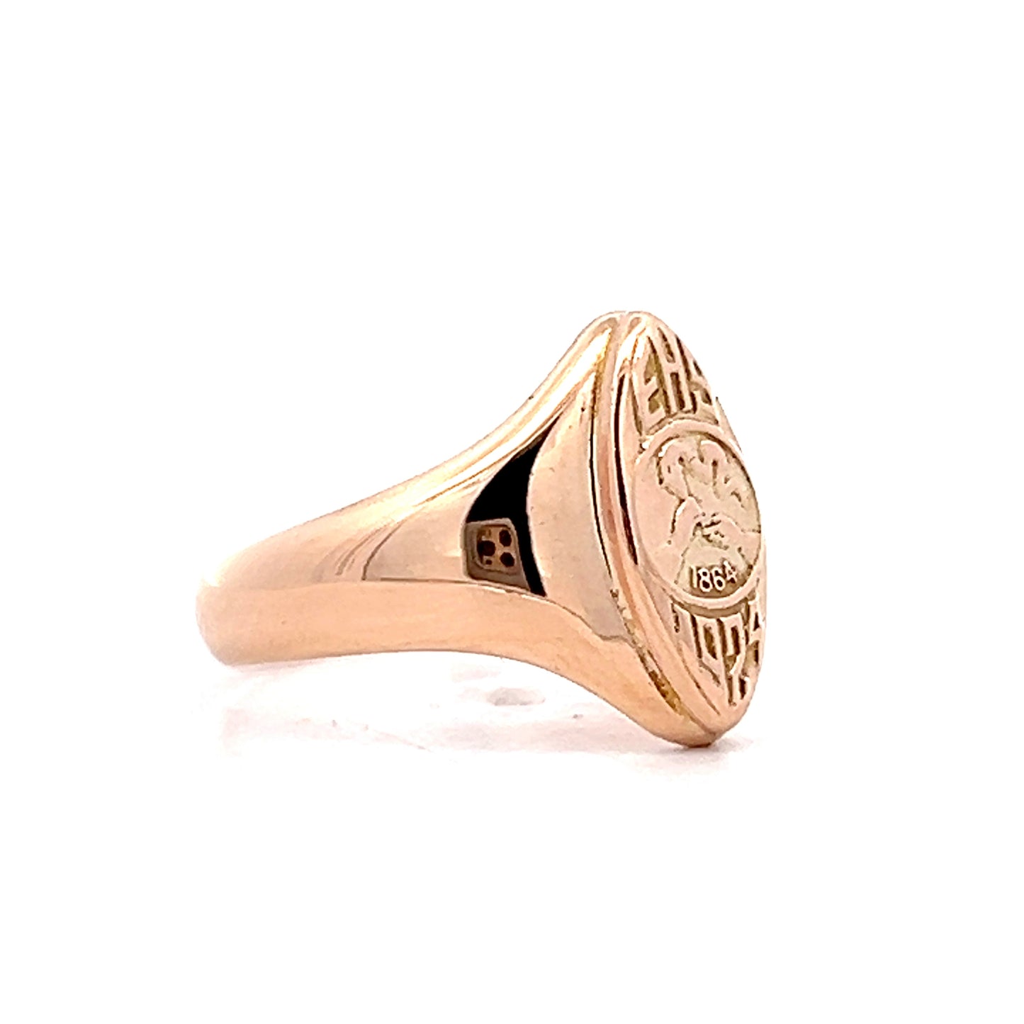 Antique Art Deco Engraved Navette Ring in 10k