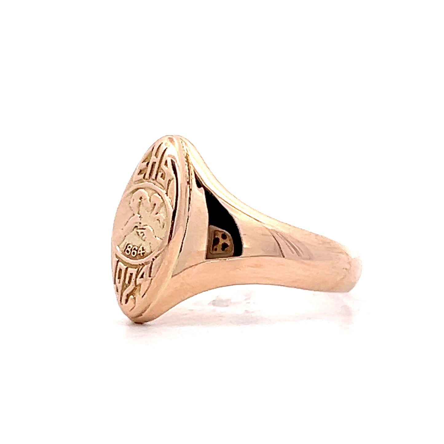 Antique Art Deco Engraved Navette Ring in 10k