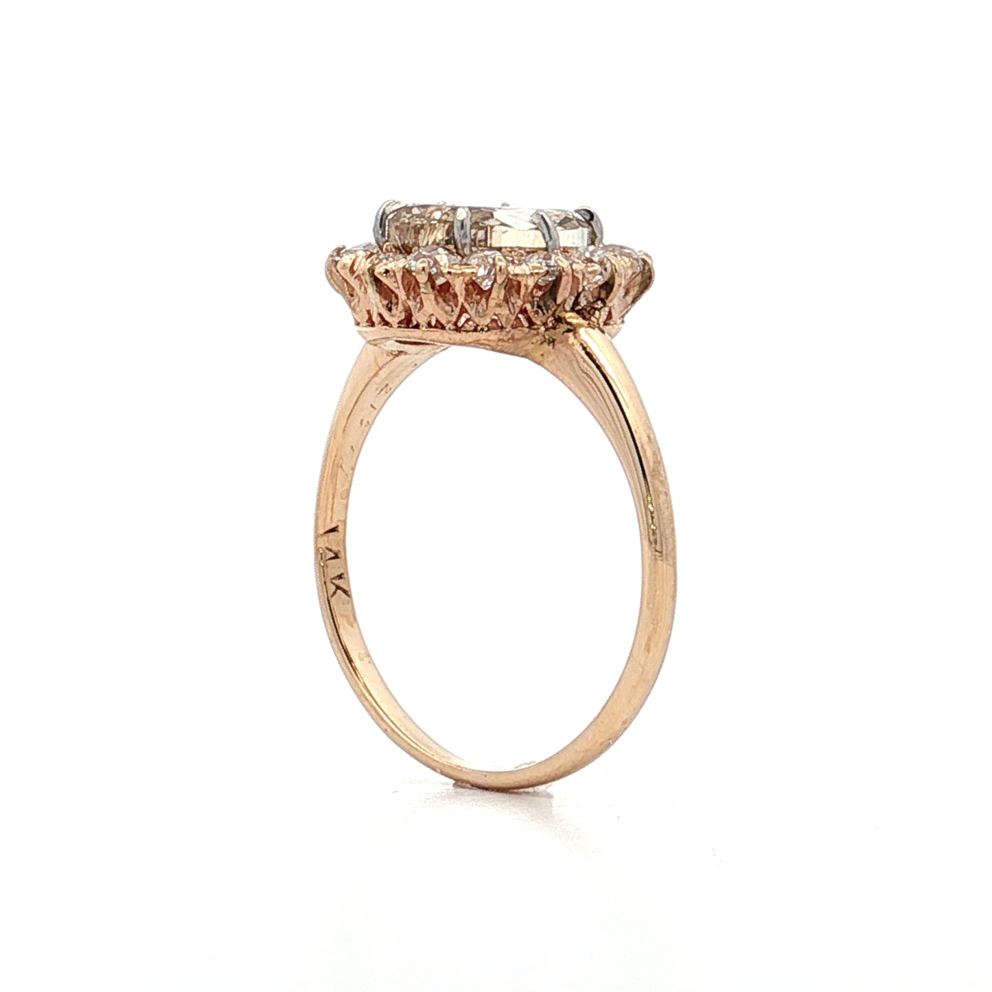 1.54 Victorian Rose Cut Diamond Halo Engagement Ring