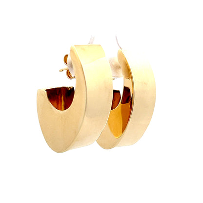 J Hoop Puffy Earrings in 14k Yellow Gold