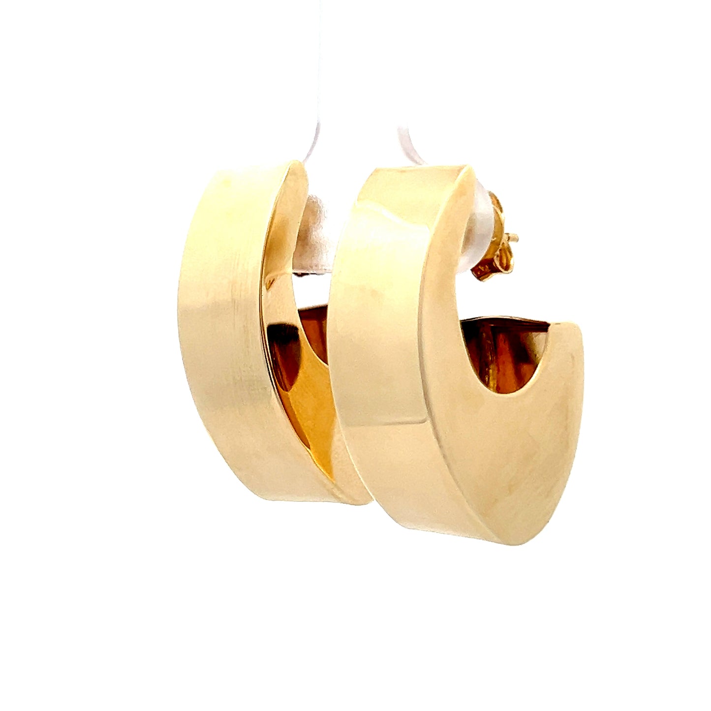 J Hoop Puffy Earrings in 14k Yellow Gold