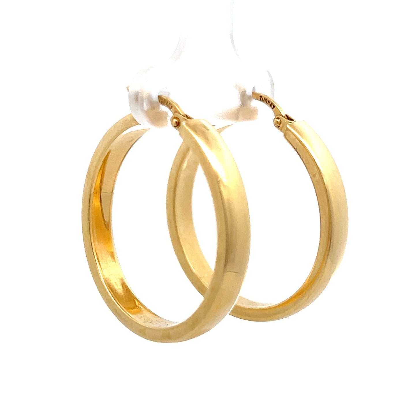 4mm Flat Edge Hoop Earrings in 14k Yellow Gold