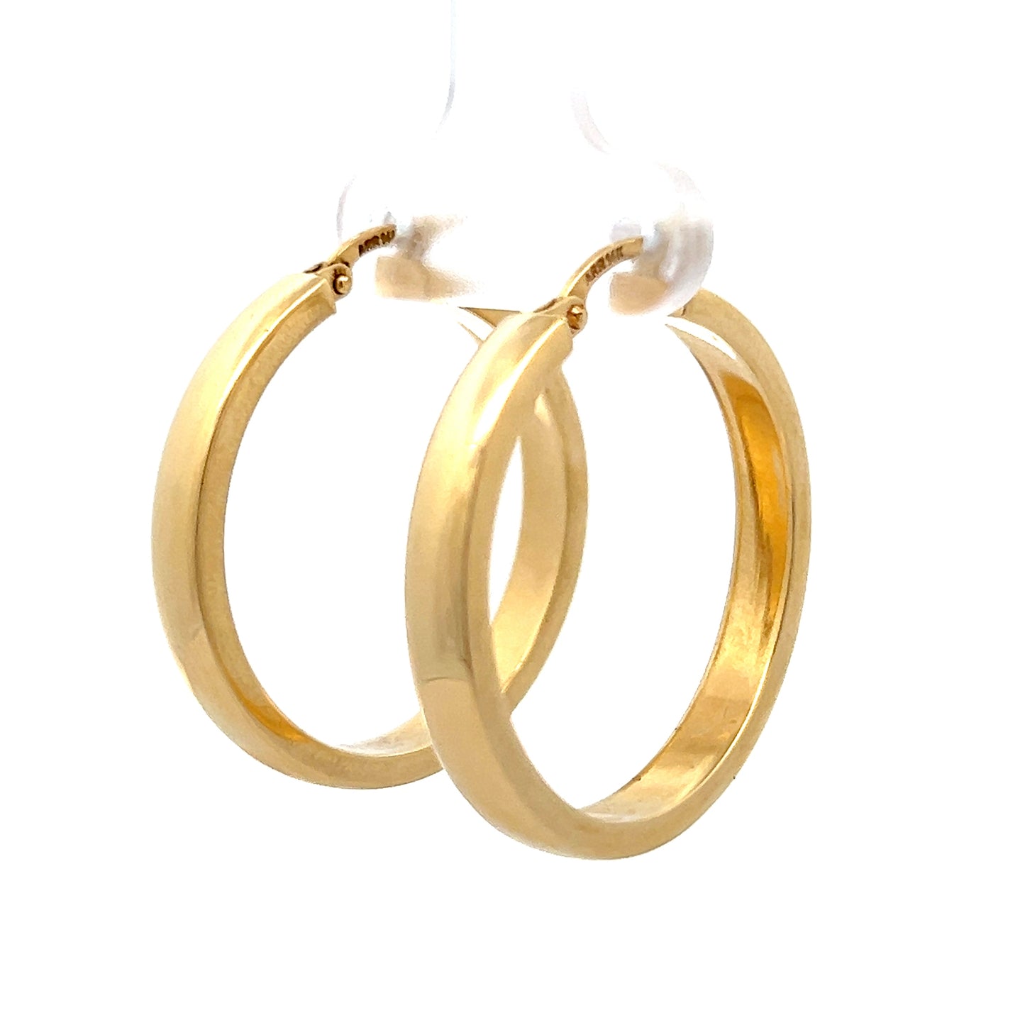 4mm Flat Edge Hoop Earrings in 14k Yellow Gold