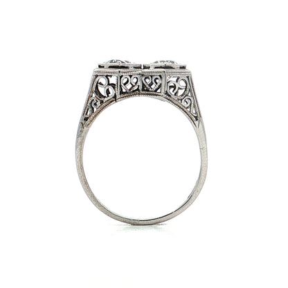 1.10 Antique Toi Et Moi Engagement Ring 18k White Gold