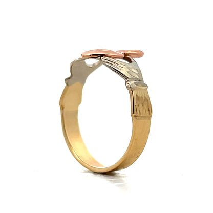 Tri-Tone Irish Claddagh Ring in 14k Gold