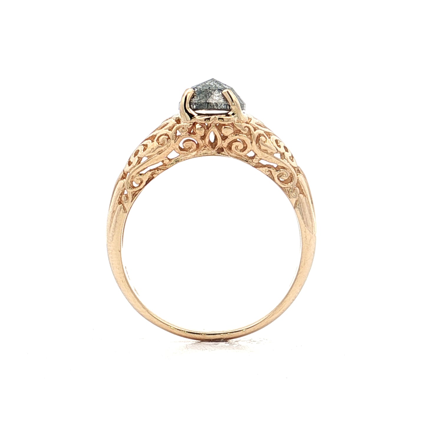 .80 Cushion Salt & Pepper Diamond in 14k Yellow Gold