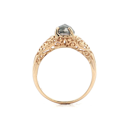 .80 Cushion Salt & Pepper Diamond in 14k Yellow Gold